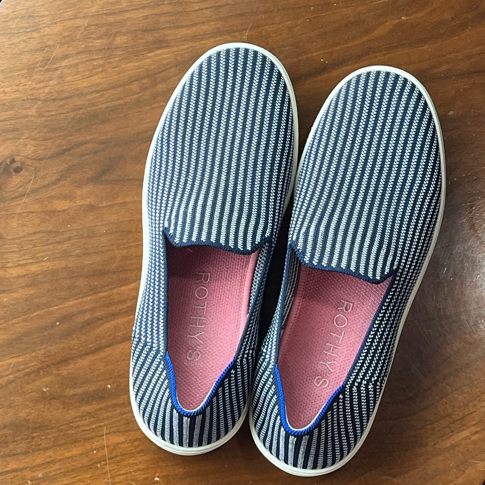 Rothy's Navy and White Striped Slip-Ons - Picture 4 of 5